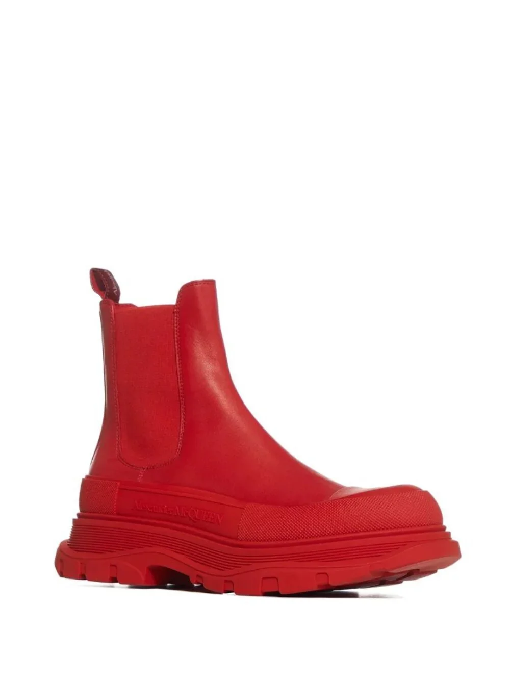 Alexander McQueen Red Tread Slick Chelsea Boots Size 43 (Retail $790)